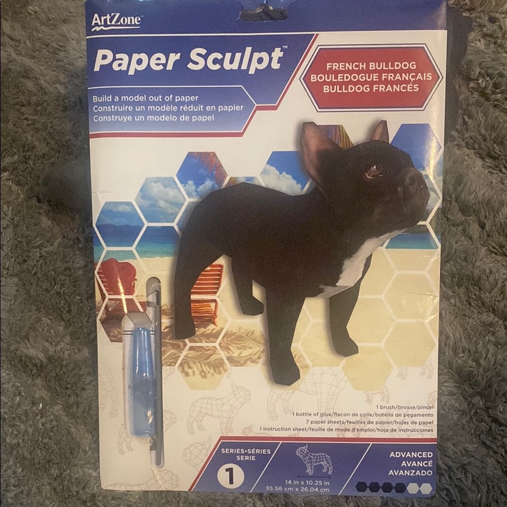 ArtZone French Bulldog Paper Sculpt Kit Origami paper & glue Craft for all ages